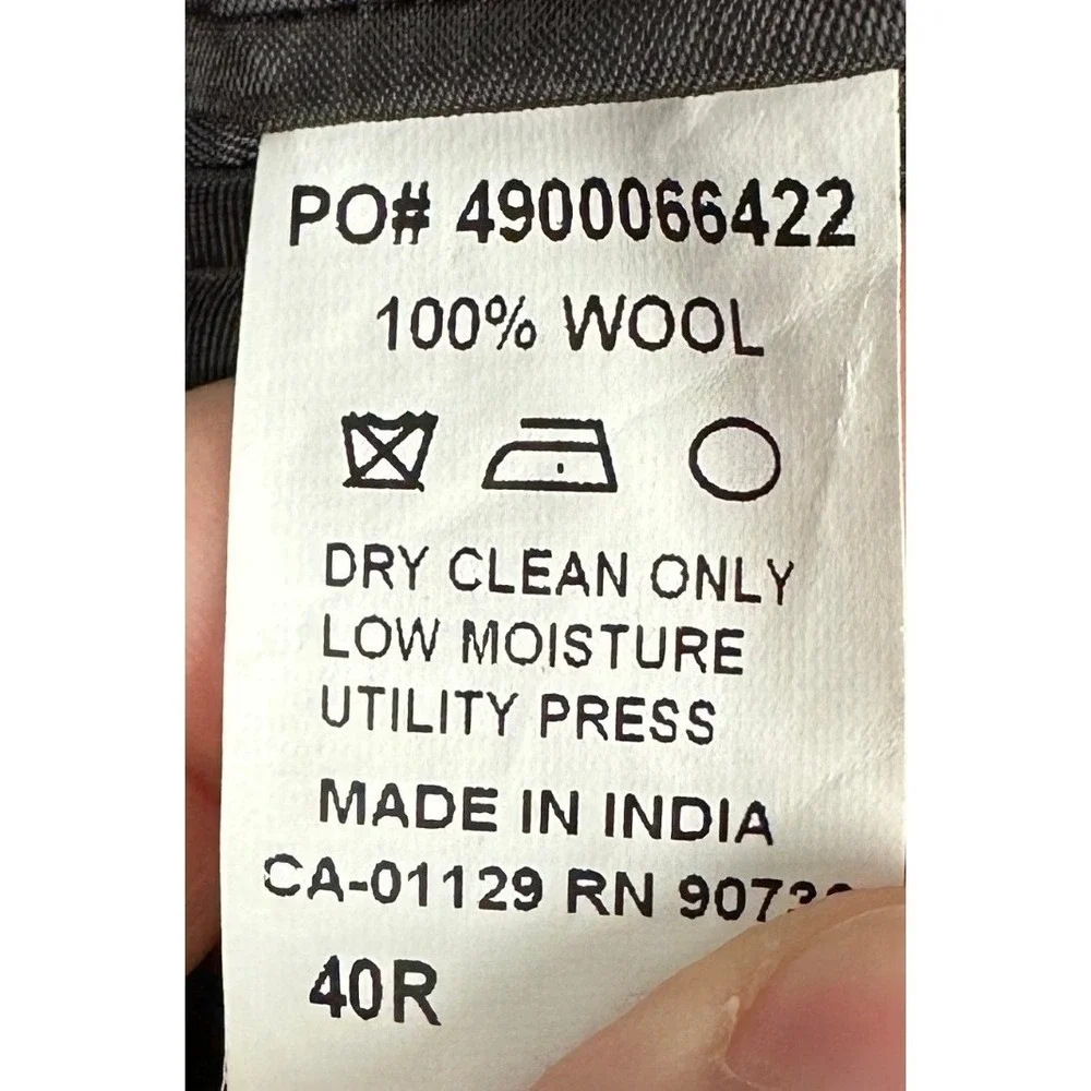 Lauren Ralph Lauren Wool Blazer Mens 40R Grey Black Textured 2 Button Sport Coat